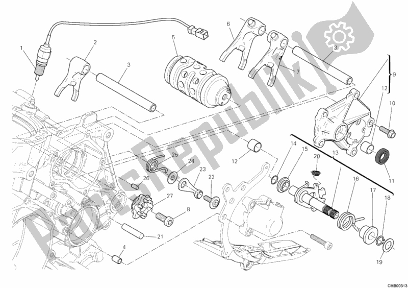 Wszystkie części do Krzywka Zmiany Biegów - Widelec Ducati Superbike 1199 Panigale ABS 2012